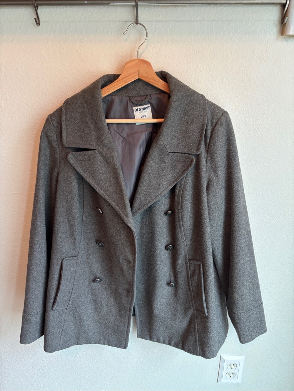 OLD NAVY Pea Coat Lined Gray Large